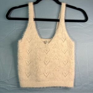 🤍 Cotton on Body Fuzzy Knit Heart Tank Top
